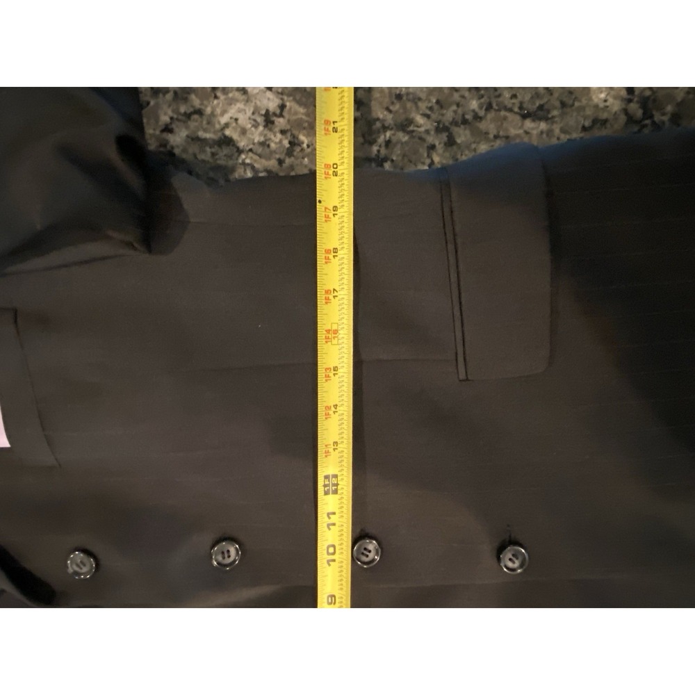 Black Pinstripe 2-Piece Vanetti Suit Size 40L Slacks 34X33 100% Polyester - Picture 10 of 14
